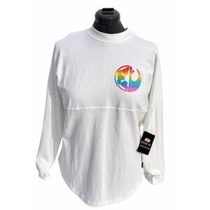 Disney Parks Star Wars Rainbow Ombre Logo White Spirit Jersey NWT Size Medium